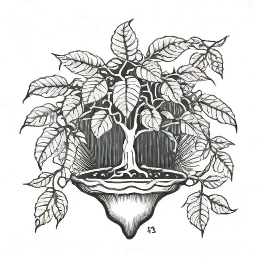 A money tree growing hoes as its fruit tattoo design idea