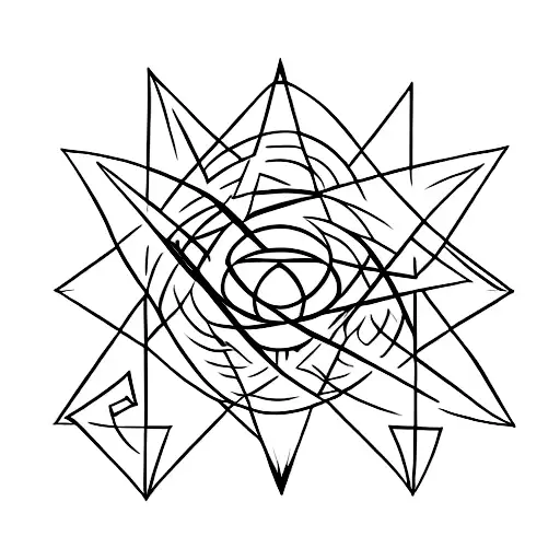 SILHOUETTE of  A TRUMPET PLAYER WITH a pentagram exiting the trumpet  tattoo design idea