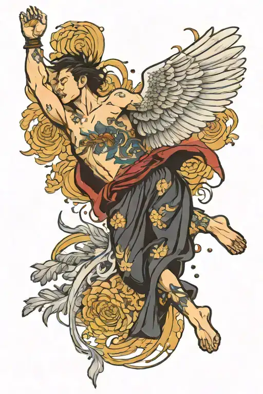 A person falling Icarus tattoo design idea