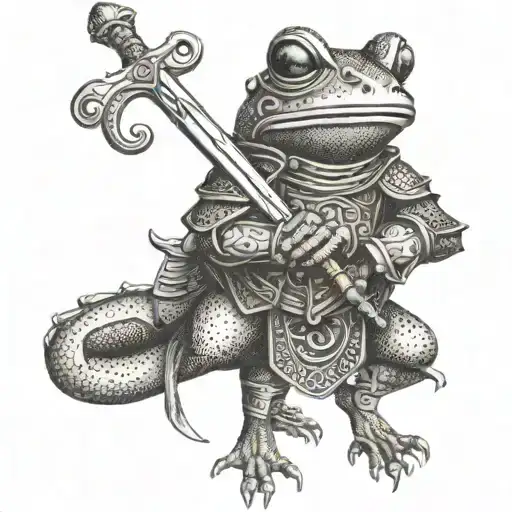 medieval frog knight holding a sword tattoo design idea