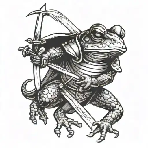 medieval  frog knight being stabbed tattoo design idea