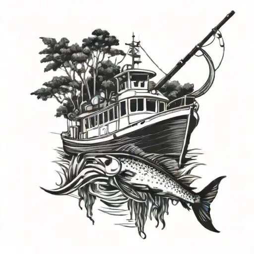 hunting 4wd fishing boat tattoo design idea