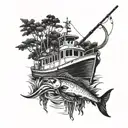 hunting 4wd fishing boat tattoo design idea