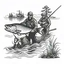hunting 4wd fishing scene tattoo design idea