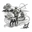 hunting 4wd fishing scene tattoo design idea