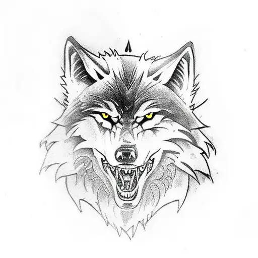 the witcher's wolf with "fortis fortuna adiuvat" text tattoo design idea