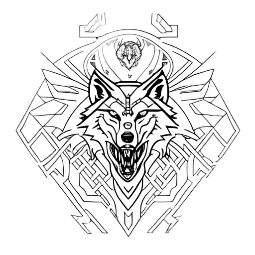 the witcher's wolf with "fortis fortuna adiuvat" text tattoo design idea