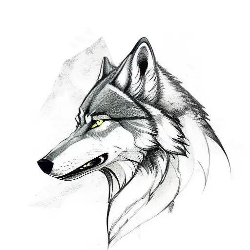 the witcher's wolf with "fortis fortuna adiuvat" text tattoo design idea