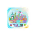 A colorful new-school tattoo of a plate of delicious food with travel landmarks in the background, inspired by the client's interests tattoo design idea