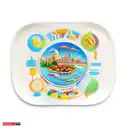 A colorful new-school tattoo of a plate of delicious food with travel landmarks in the background, inspired by the client's interests tattoo design idea