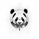 Panda Warrior with weapon tattoo design idea