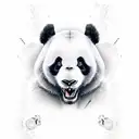 Panda Warrior with weapon tattoo design idea
