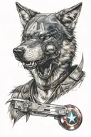 Captain America injured wolf tattoo design idea