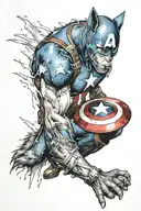 Captain America injured wolf tattoo design idea