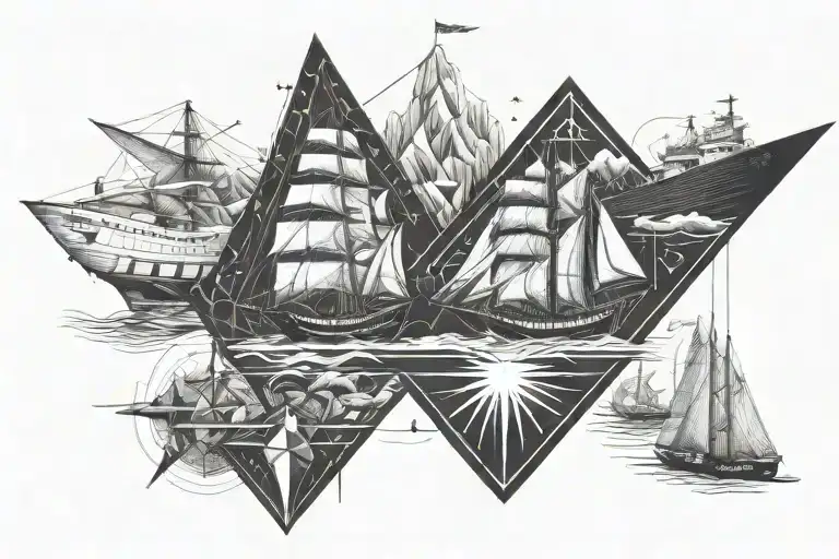 ship, water, travel , food , chef , hardwork patience discipline tattoo design idea