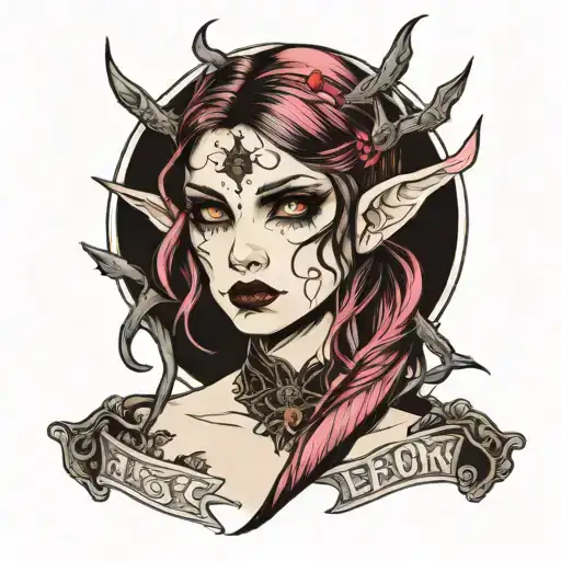 goth elf tattoo design idea