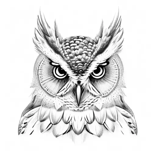 blue winged owl blue eyes tattoo design idea