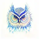blue winged owl blue eyes tattoo design idea