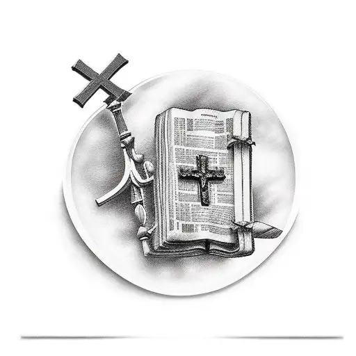 cross with a bible verse tattoo design idea
