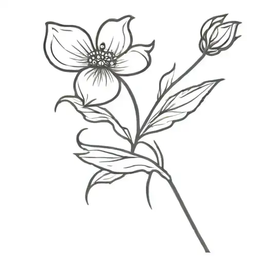 A flower with a stem that says "never alone." The initials RBJ and "Isaiah" written underneath  tattoo design idea