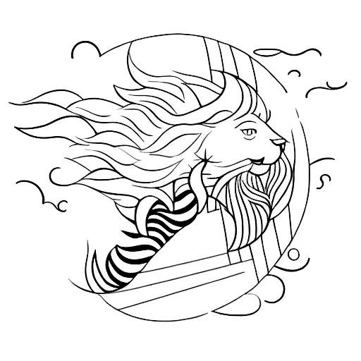 A minimalist tattoo of a silhouette of Aslan playing a musical instrument tattoo design idea