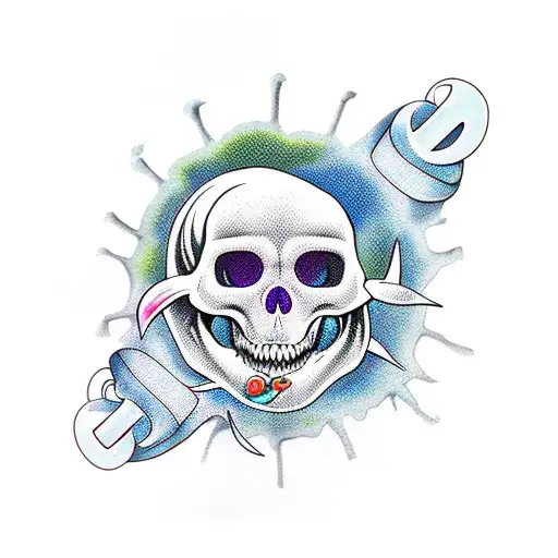 fish skull with crossbones  tattoo design idea