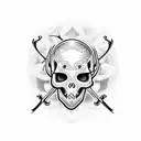 fish skull with crossbones  tattoo design idea