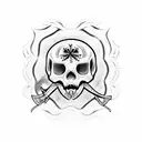 fish skull with crossbones  tattoo design idea