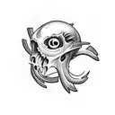 fish skull with crossbones  tattoo design idea