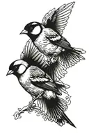 two flying goldfinches tattoo design idea