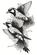 two flying goldfinches tattoo design idea