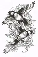 two flying goldfinches tattoo design idea