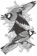 two flying goldfinches tattoo design idea