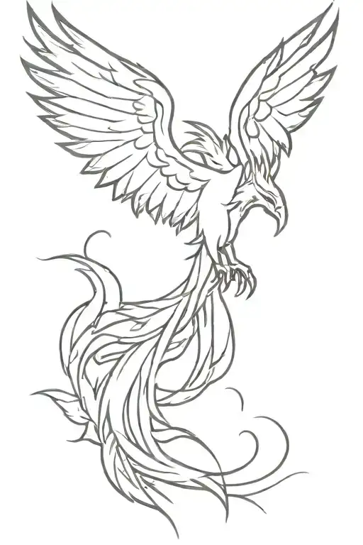 pheonix rising from hell towards heaven tattoo design idea