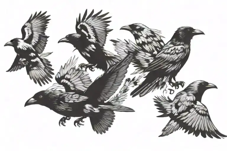 flock of crows flying tattoo design idea