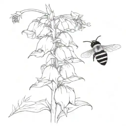 foxglove and lavender flowers with bee flying around it tattoo design idea