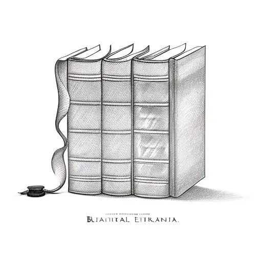 A sketch-style tattoo of a bookshelf filled with law books and a quote by Esperança Garcia tattoo design idea