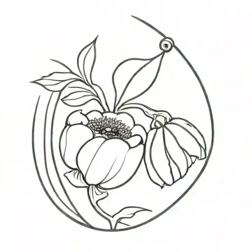 acorn and poppy tattoo design idea