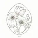 acorn and poppy tattoo design idea