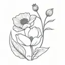 acorn and poppy tattoo design idea