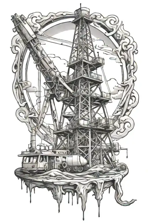 drilling rig tattoo design idea