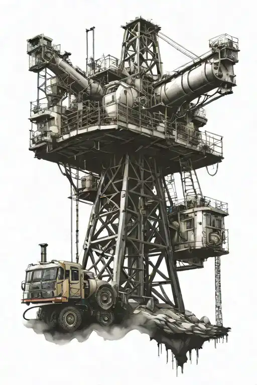 drilling rig tattoo design idea