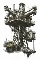 drilling rig tattoo design idea