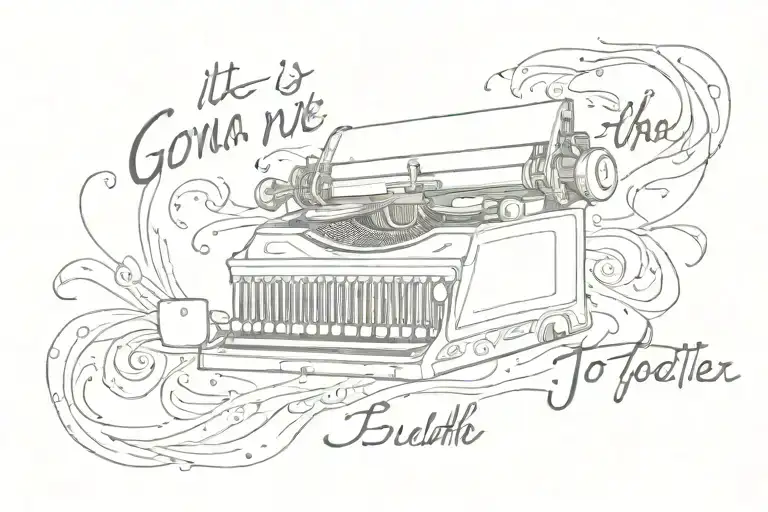 black ink typewriter style text tattoo with Text: It's gonna be this way forever, We belong together tattoo design idea