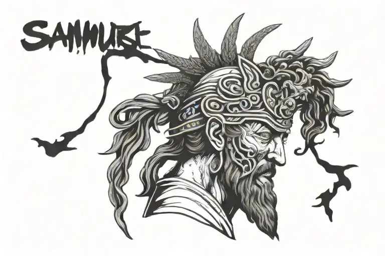marcus aurelius wearing samurai mask tattoo design idea