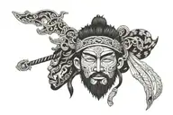 marcus aurelius wearing samurai mask tattoo design idea