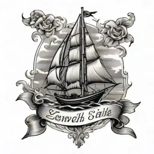 sail boat with name Zoe on the sail  tattoo design idea