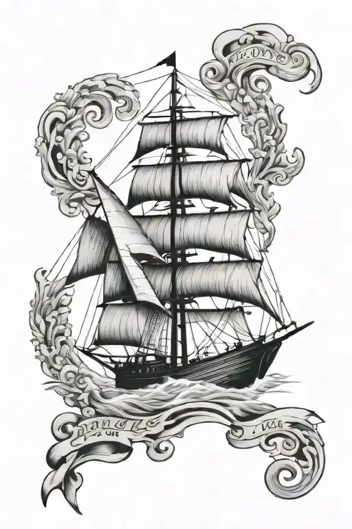 sail boat with name Zoe on the sail  tattoo design idea