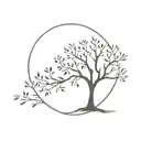 A minimalist tattoo design of a tree with branches representing your family members and leaves symbolizing vacation destinations tattoo design idea