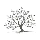 A minimalist tattoo design of a tree with branches representing your family members and leaves symbolizing vacation destinations tattoo design idea